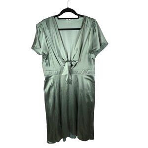 Baltic‎ Born Poppy satin midi dress Women’s Sz XXXL Winter Green Front Ti…